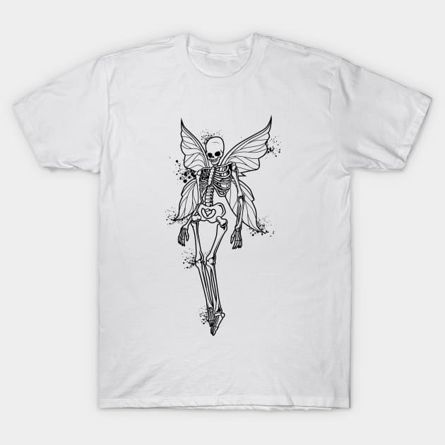 Fairycore - Fairy skeleton with fairy wings T-Shirt by Modern Medieval Design